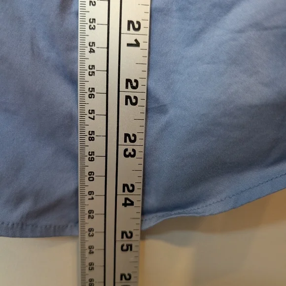 White House Black Market Women's Small Blue Button Down Peekaboo Sleeve Blouse - Picture 9 of 10